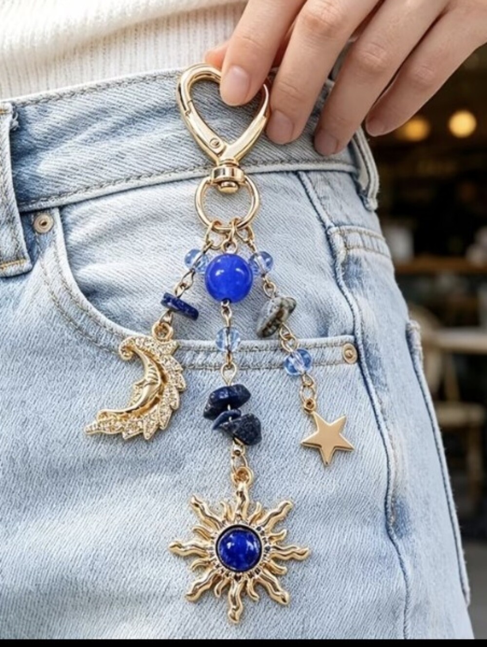 Celestial Moon/ Stars Bag Charm/ Keychain NEW